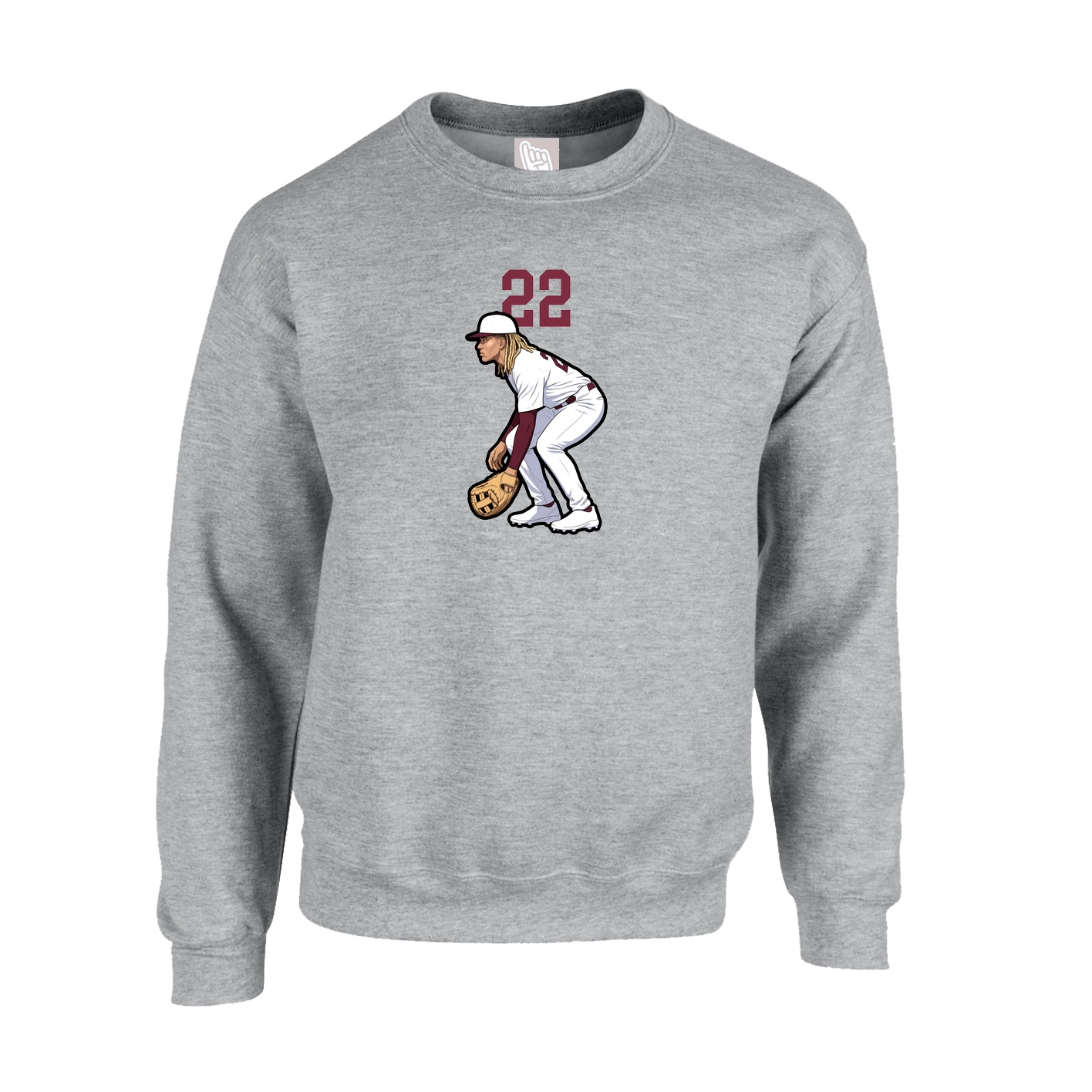 Fleece Crew — Number Top in Grey