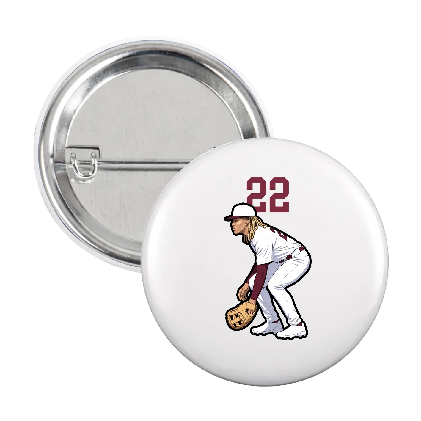 Game Day Button — Number Top in White