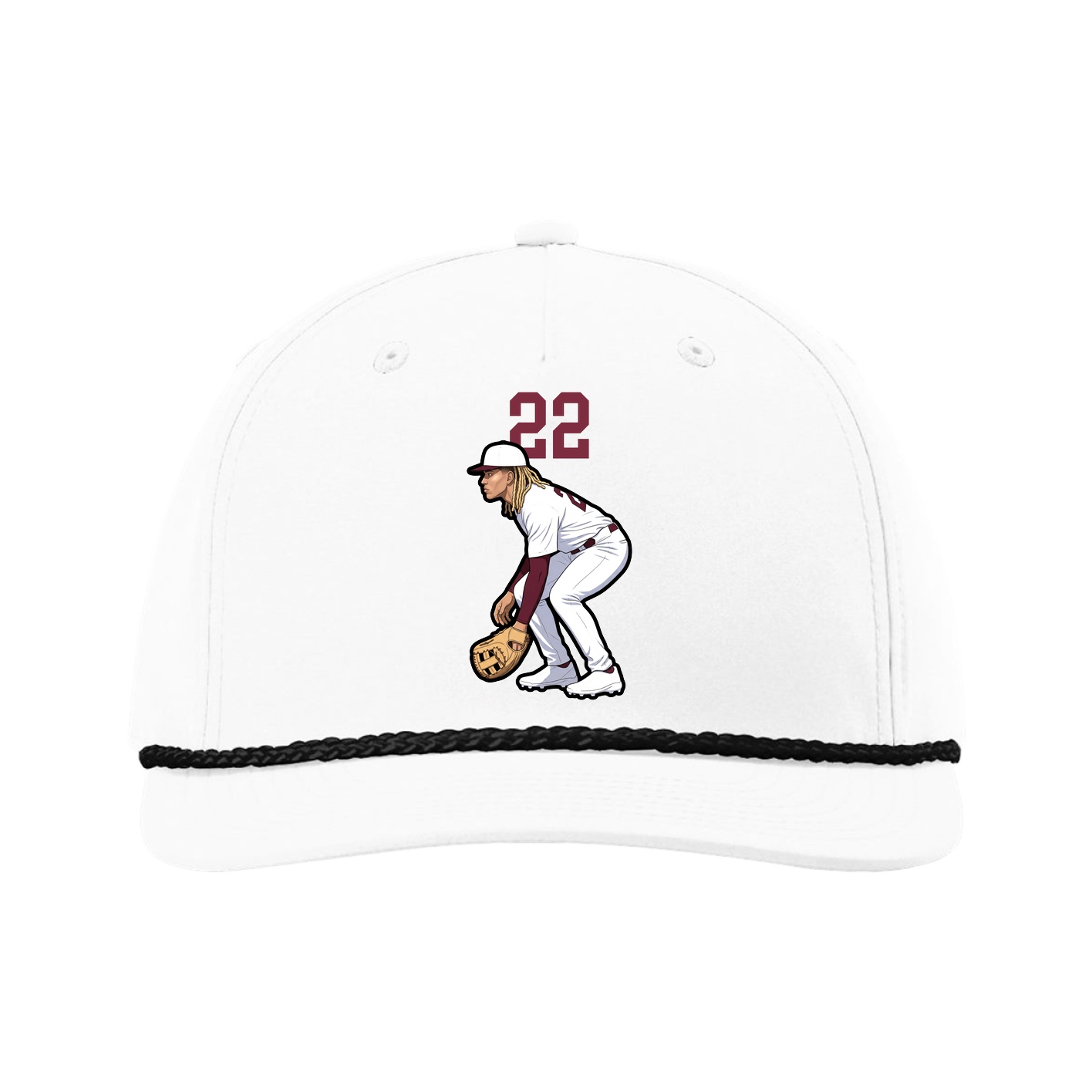 Five-Panel Classic Rope Cap — Number Top in White