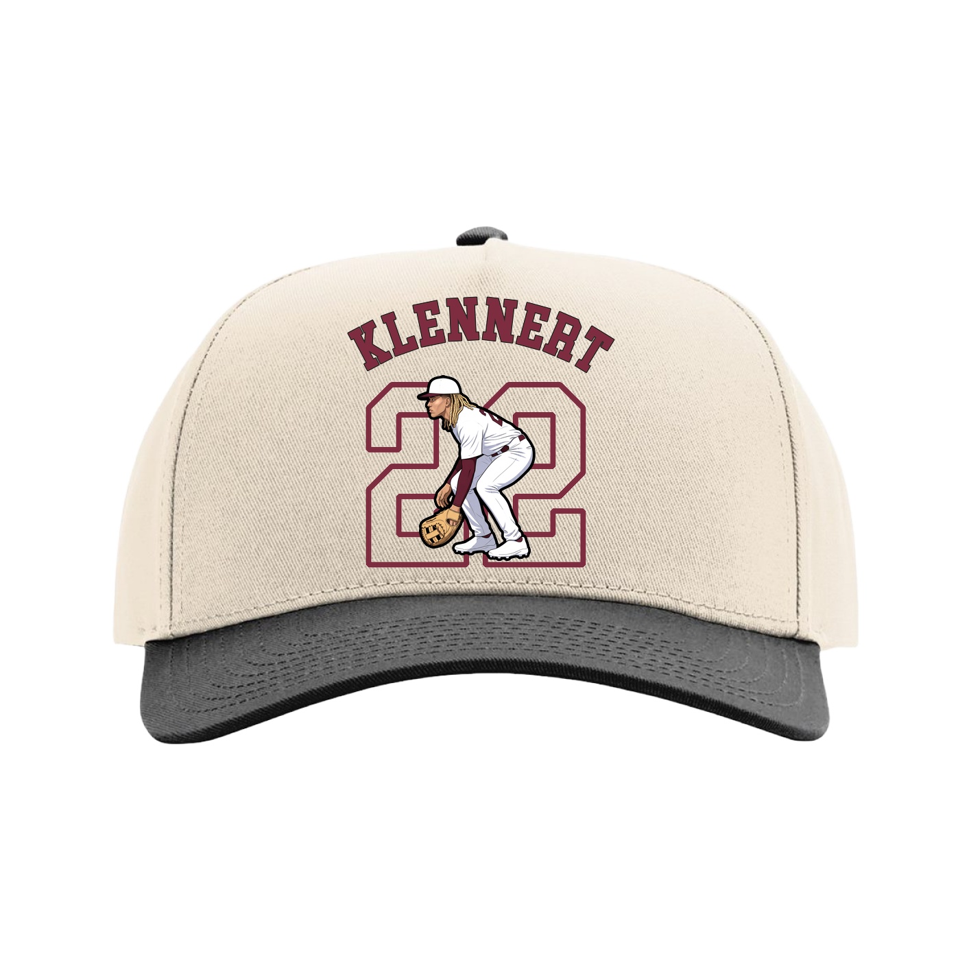 Full Fabric Five-Panel Champ Cap — Shirsey Arch in Cream/Black