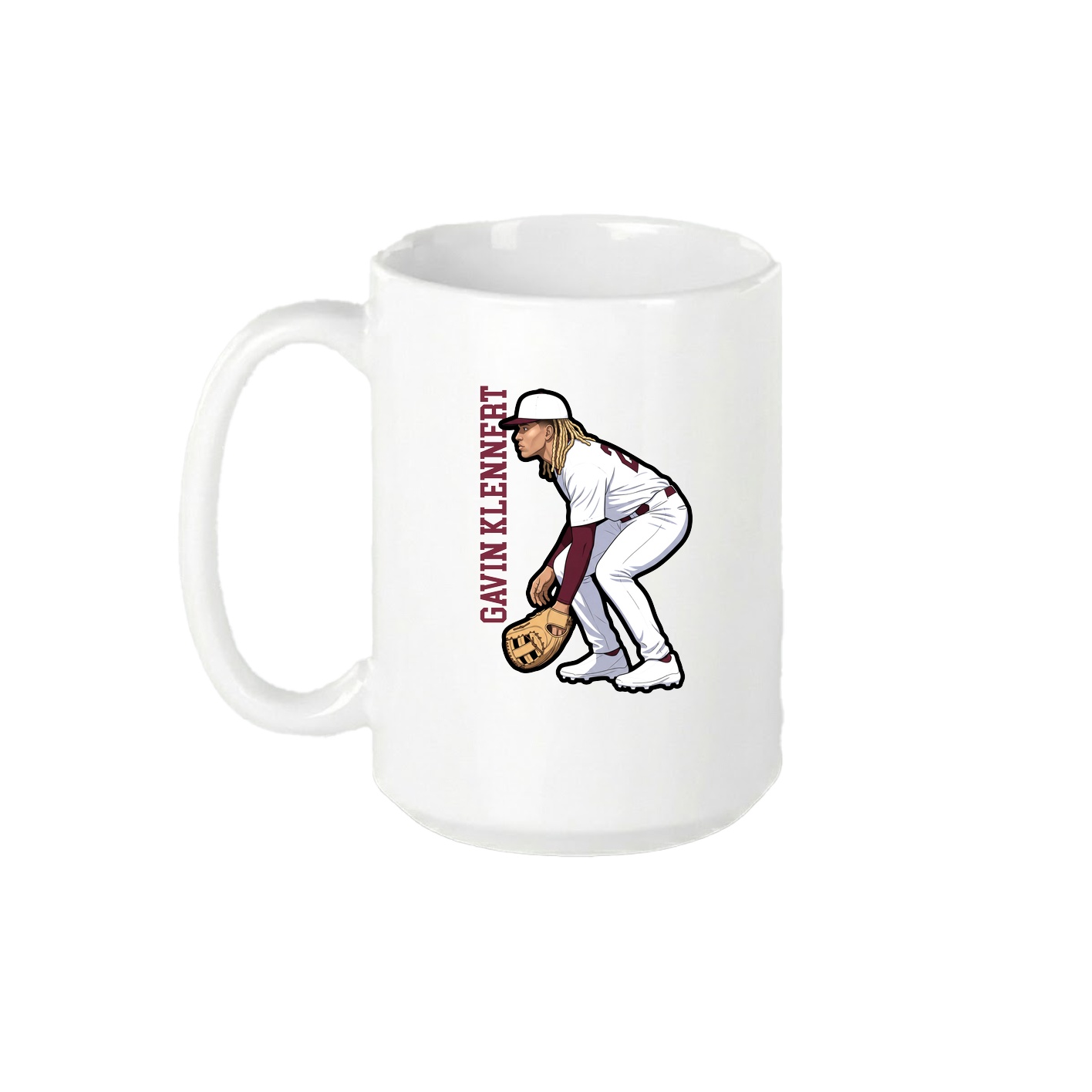 15oz Coffee Mug — Name Vertical in White