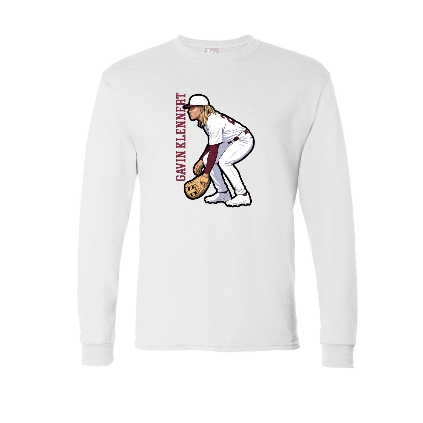 Long Sleeve Tee — Name Vertical in White