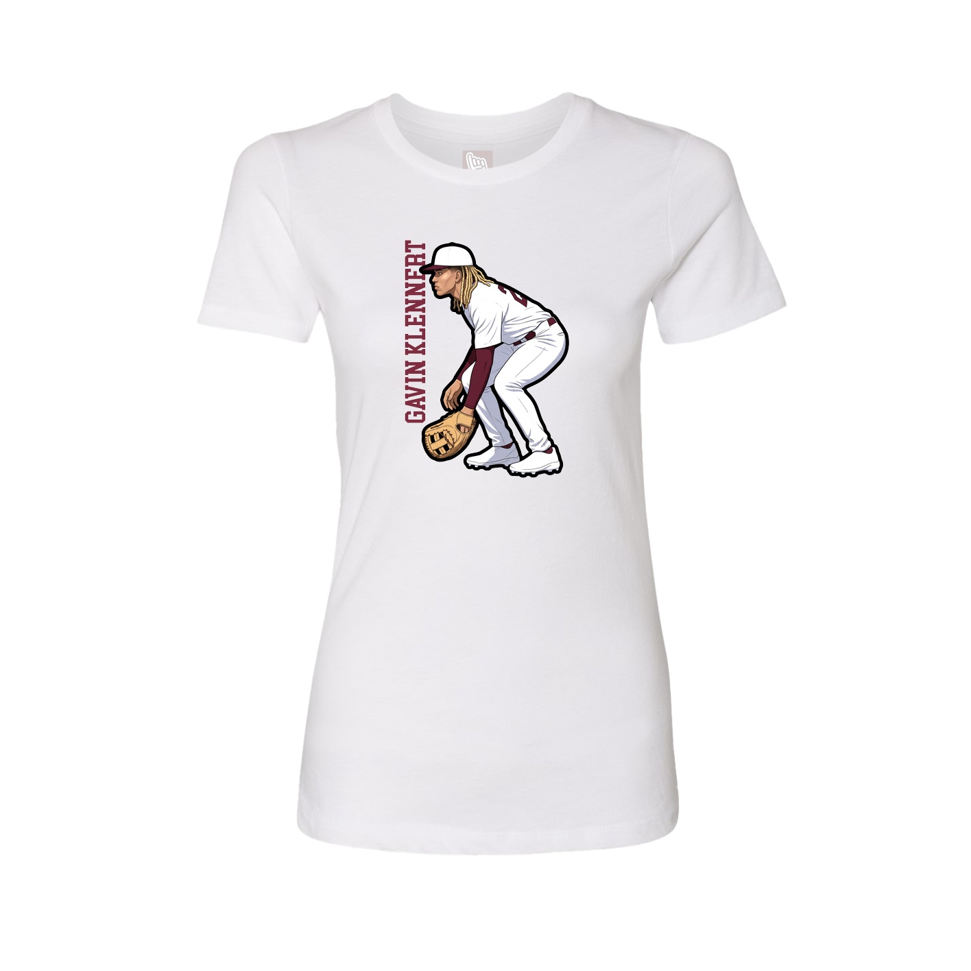 Womens Tee — Name Vertical in White