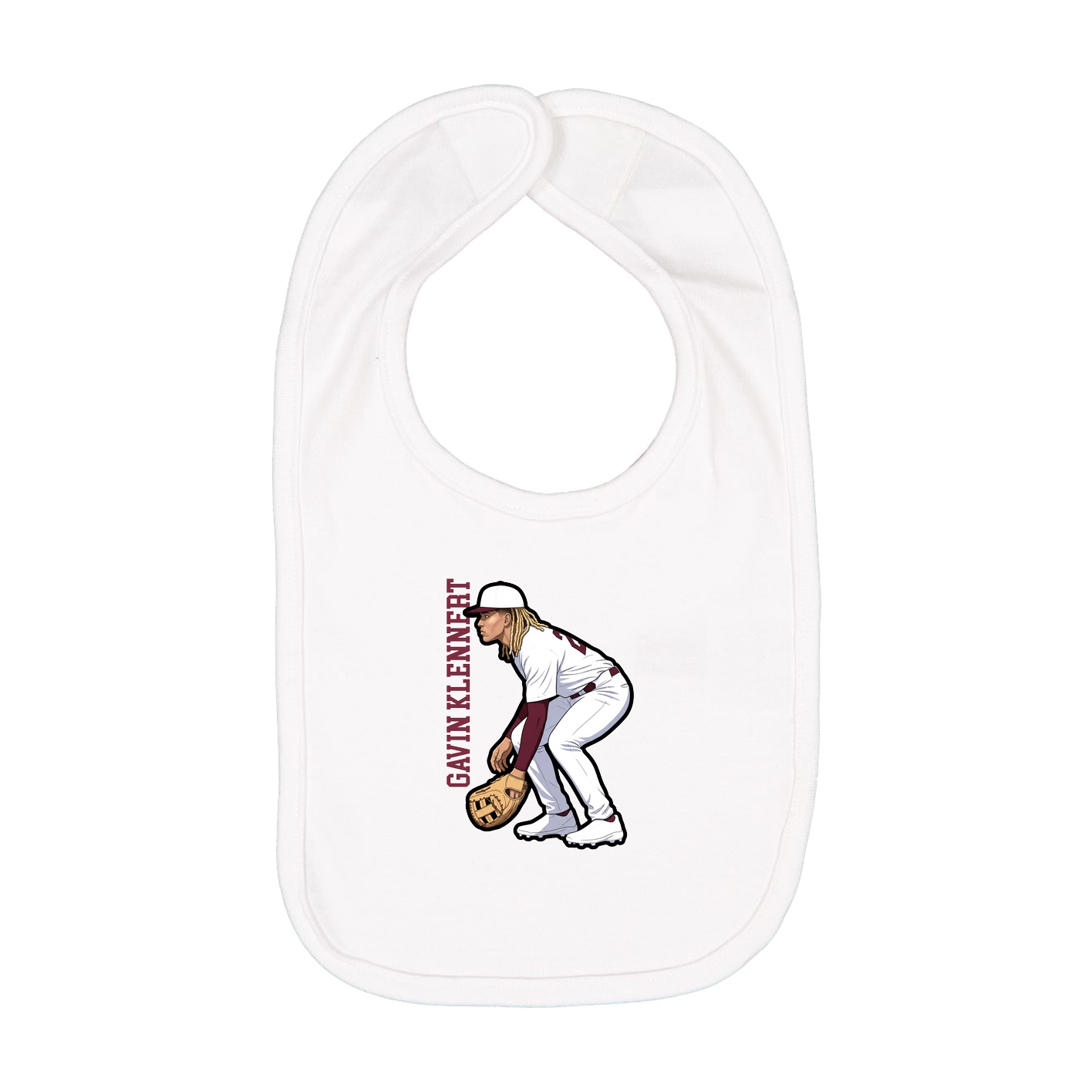 Infant Bib — Name Vertical in White