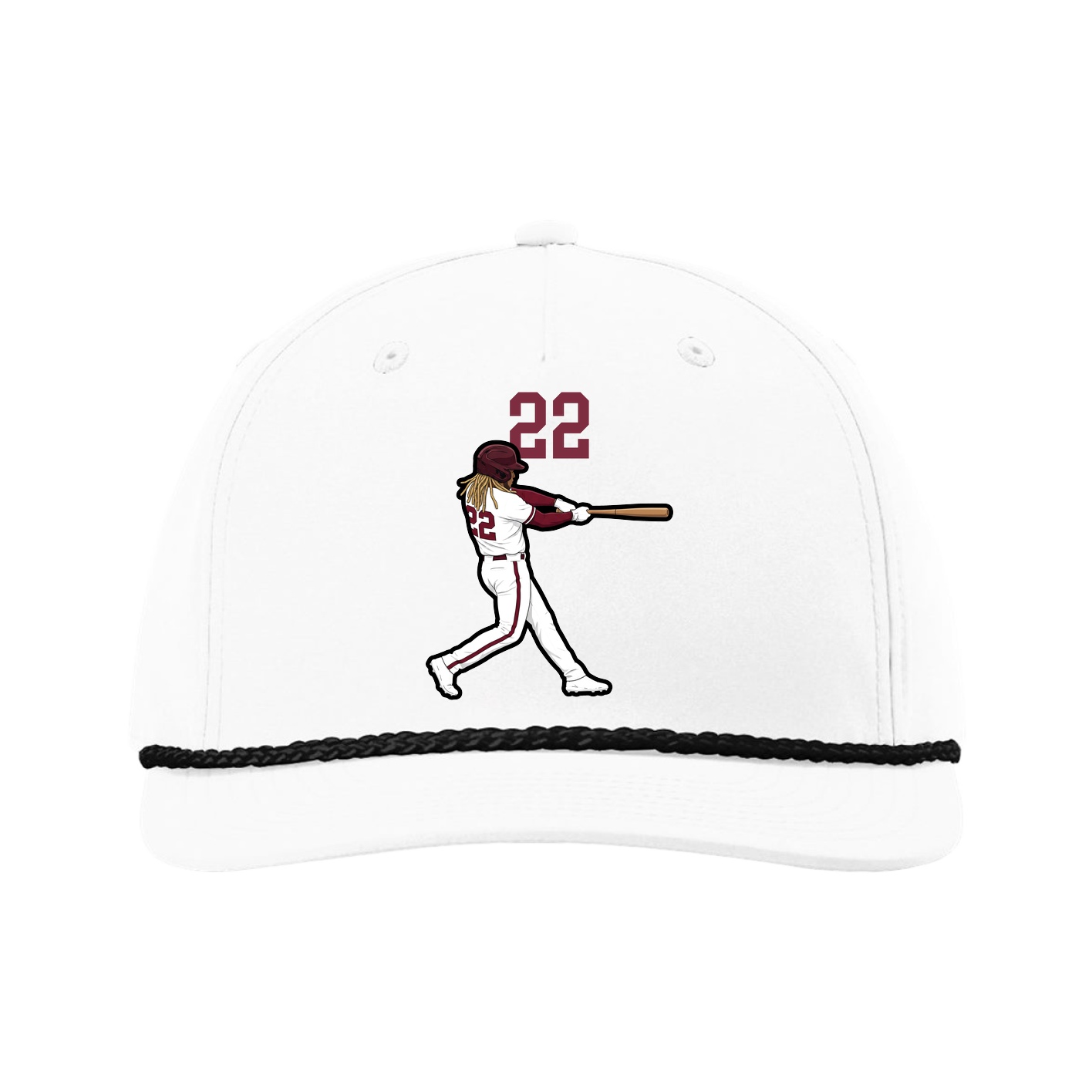 Five-Panel Classic Rope Cap — Number Top in White