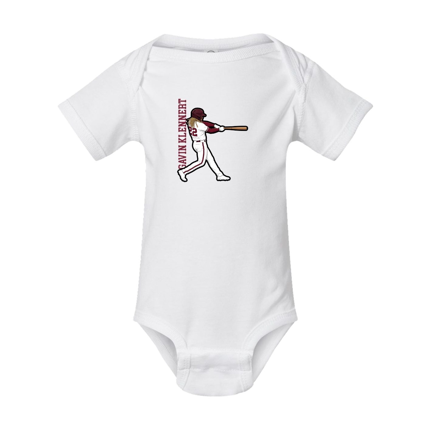 Baby Onesie — Name Vertical in White