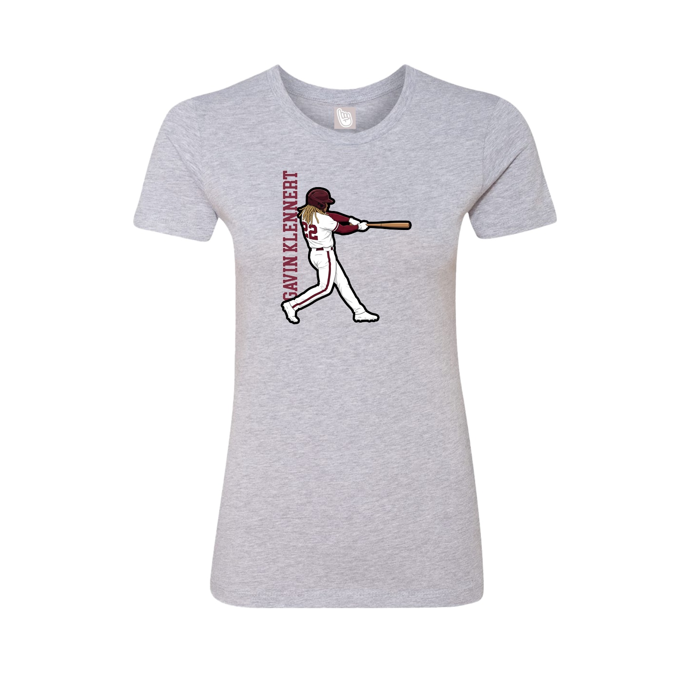 Fitted Women's Tee — Name Vertical in Grey