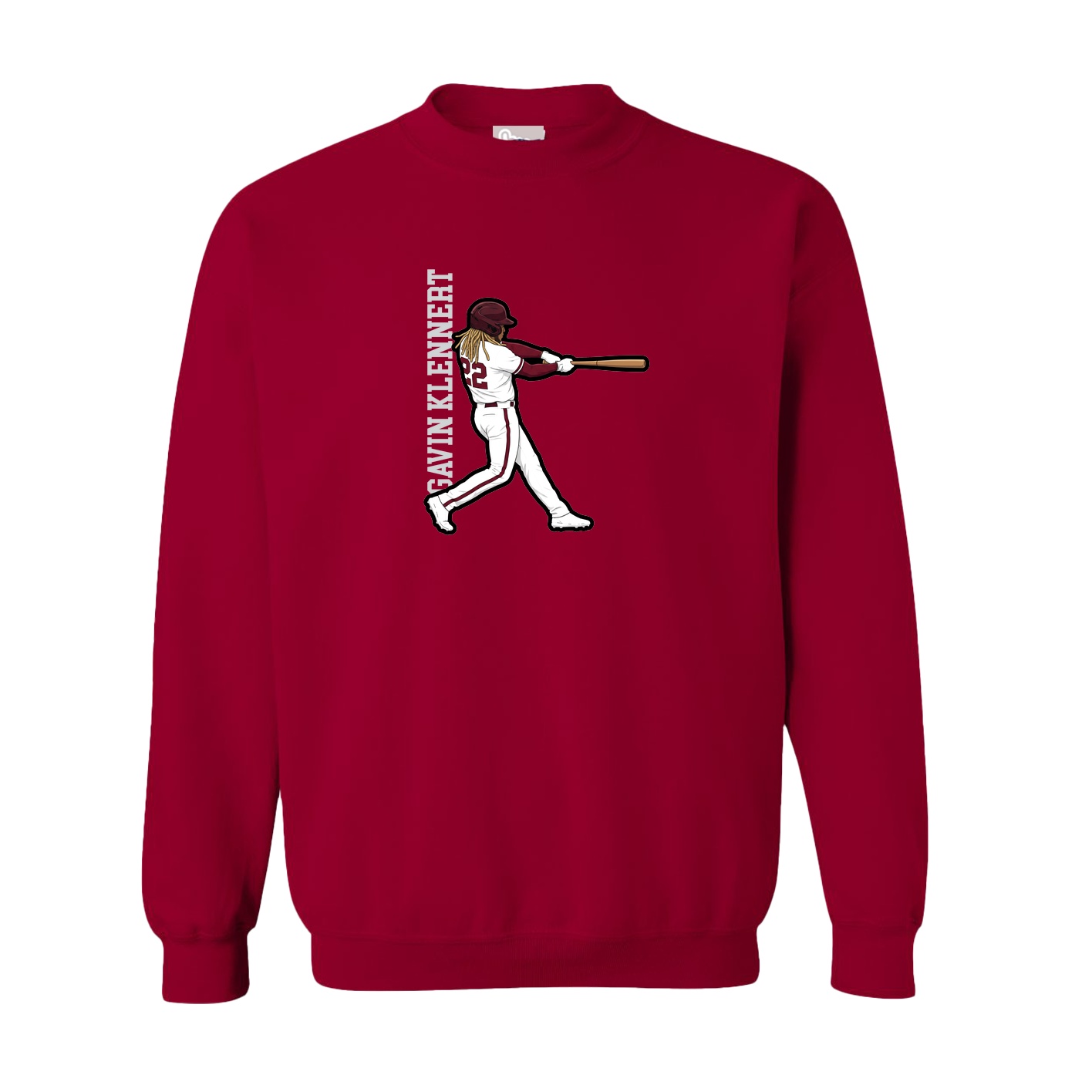 Fleece Crew — Name Vertical in Cardinal