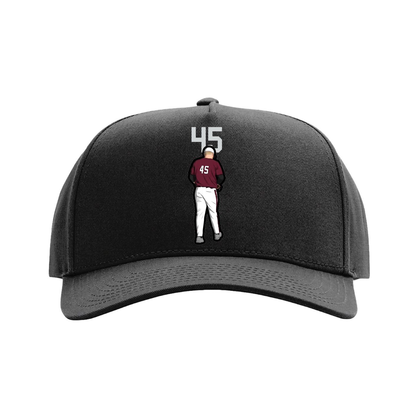 Full Fabric Five-Panel Champ Cap — Number Top in Black