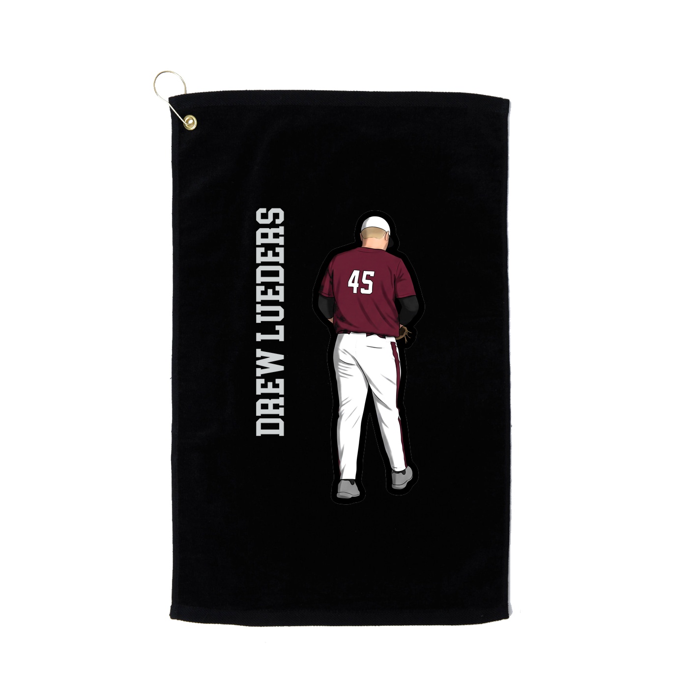 Golf Towel — Name Vertical in Black