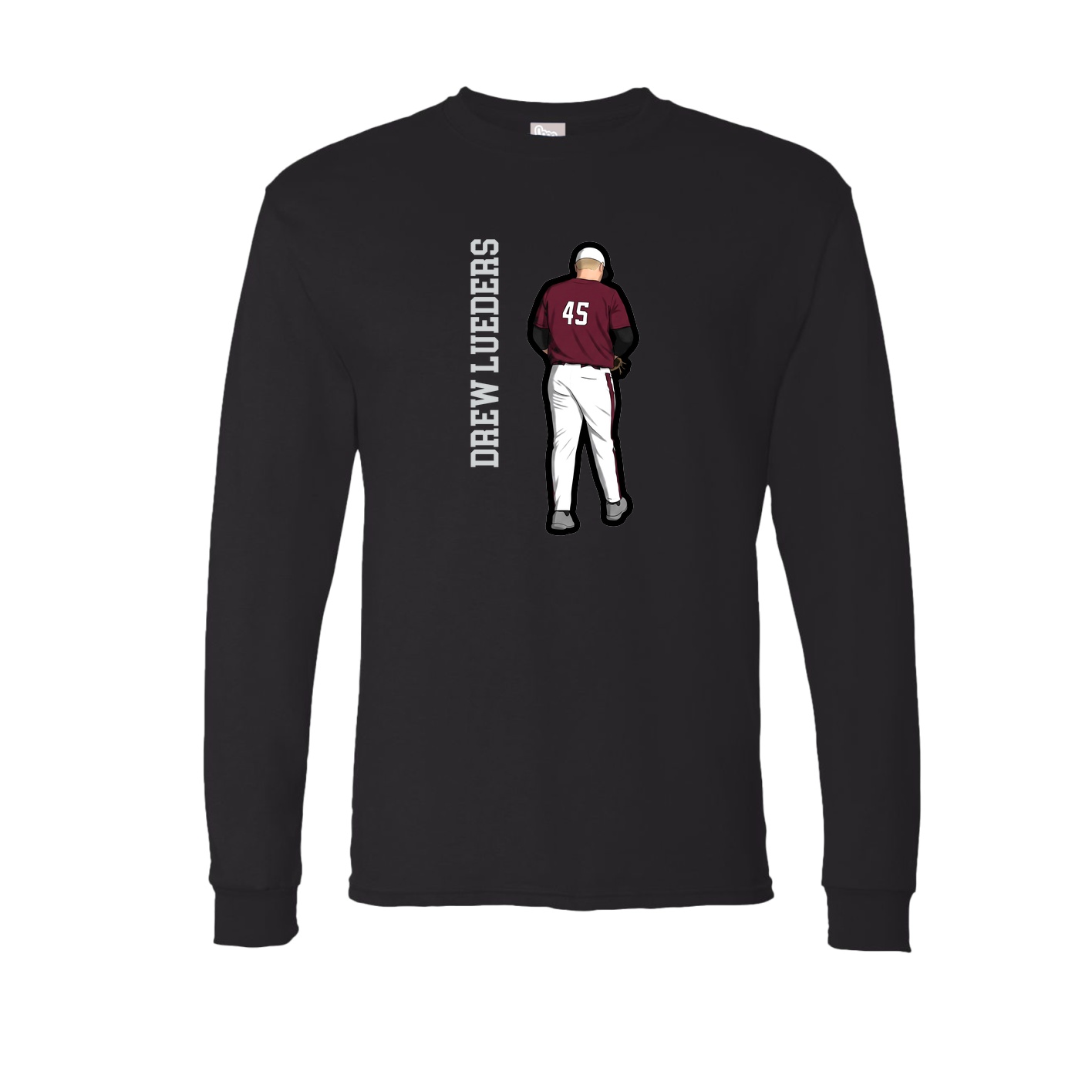 Long Sleeve Tee — Name Vertical in Black