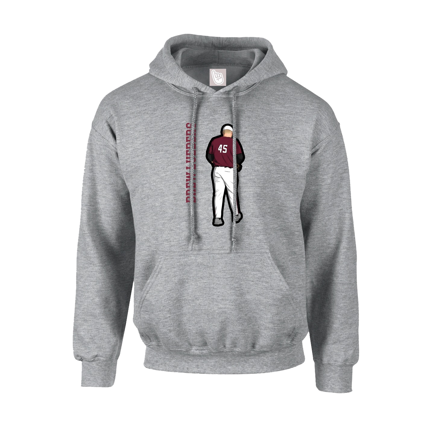 Hoodie — Name Vertical in Grey