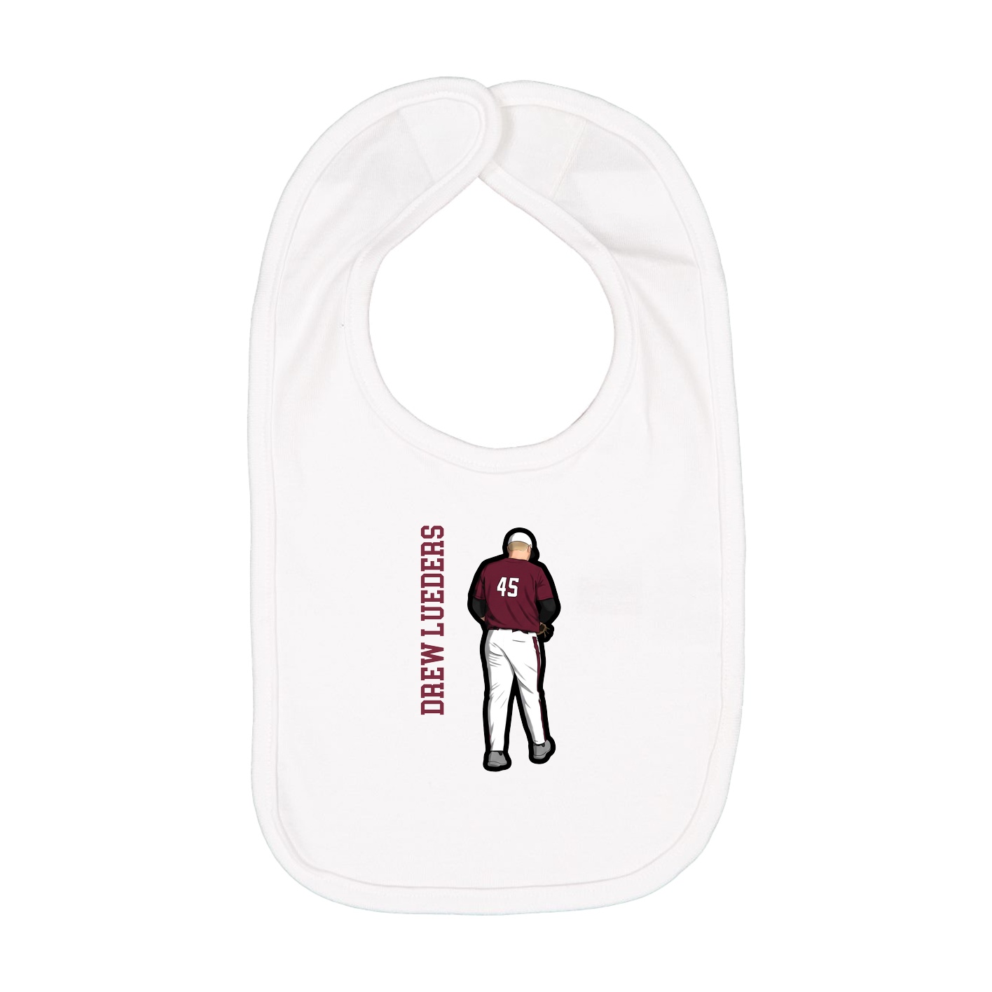 Infant Bib — Name Vertical in White