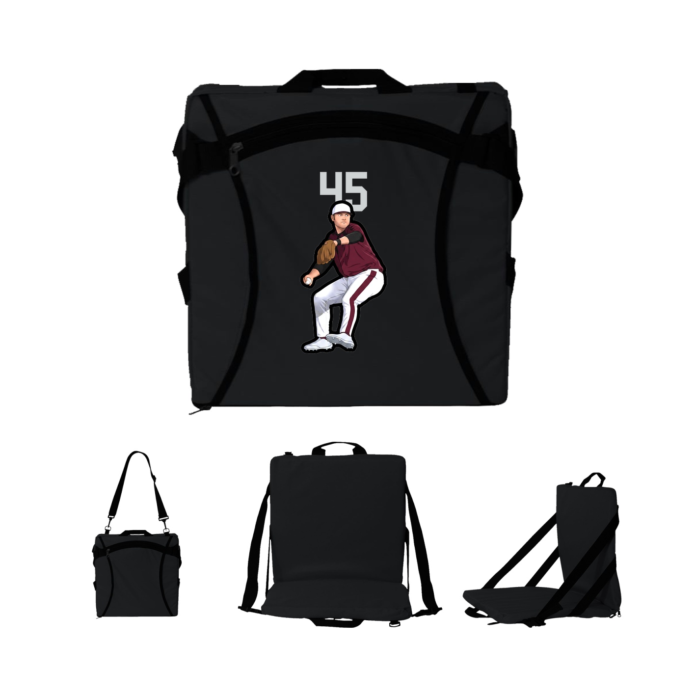 Folding Stadium Seat — Number Top in Black