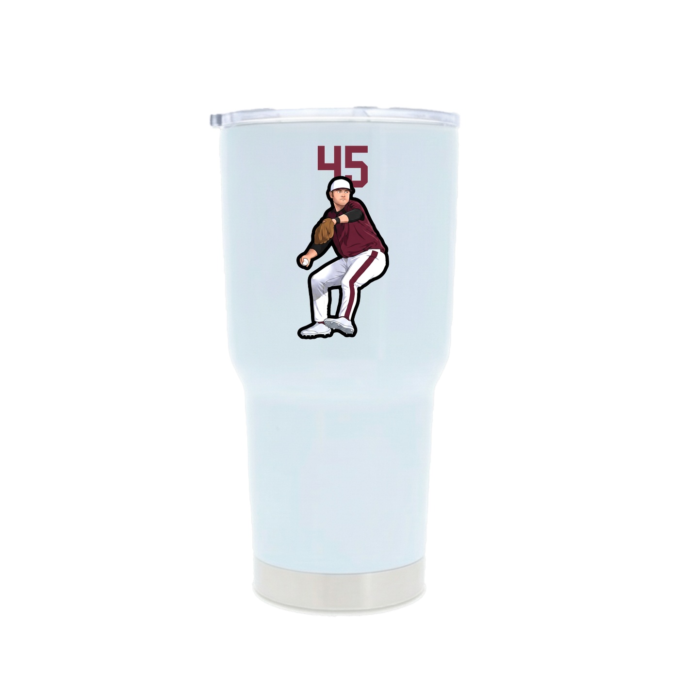 30oz Stainless Steel Tumbler — Number Top in White