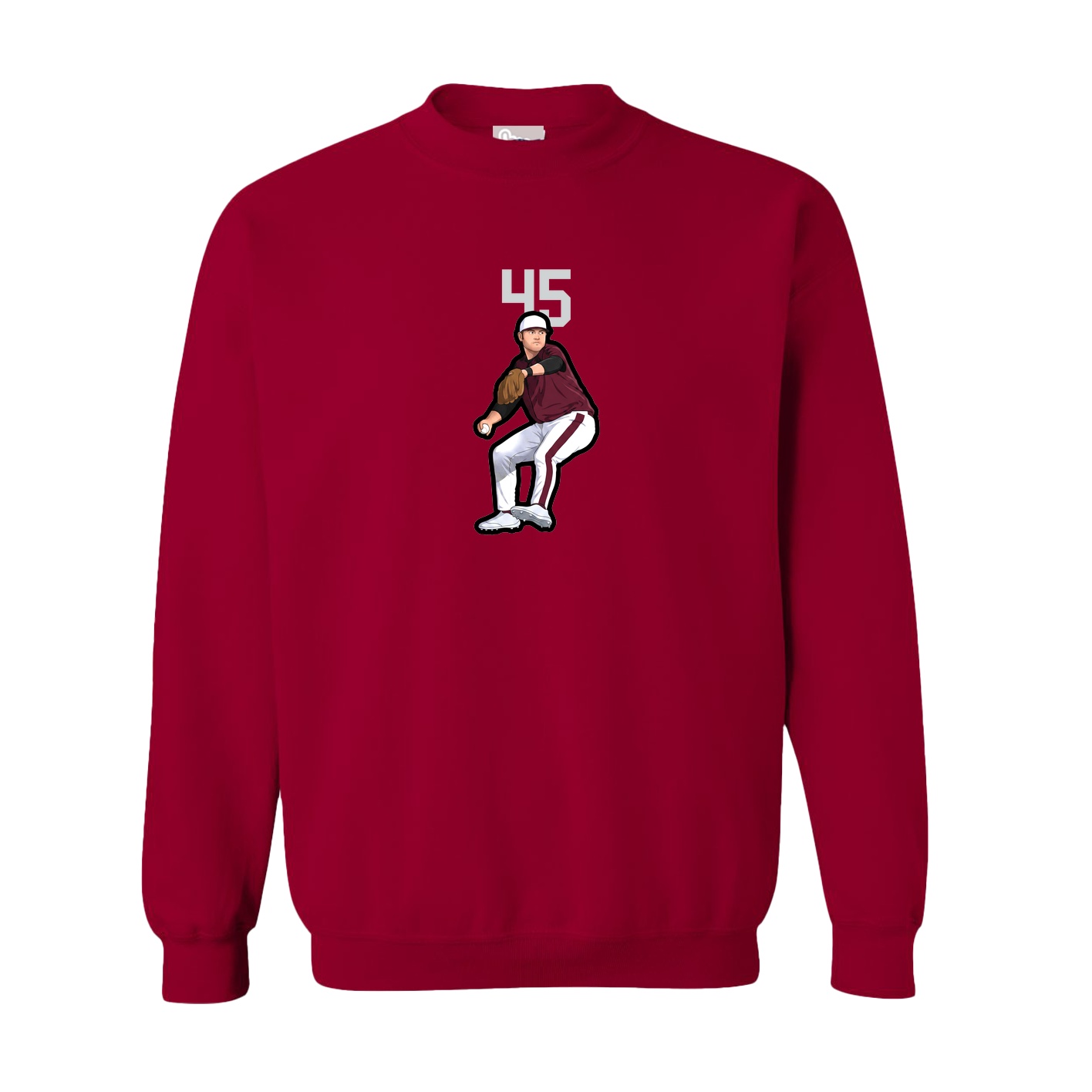 Fleece Crew — Number Top in Cardinal