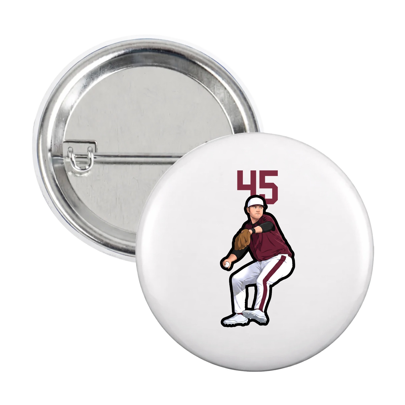 Game Day Button — Number Top in White