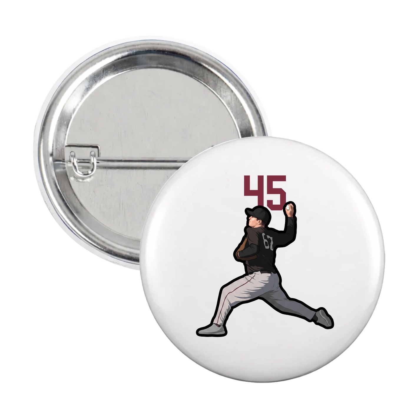 Game Day Button — Number Top in White
