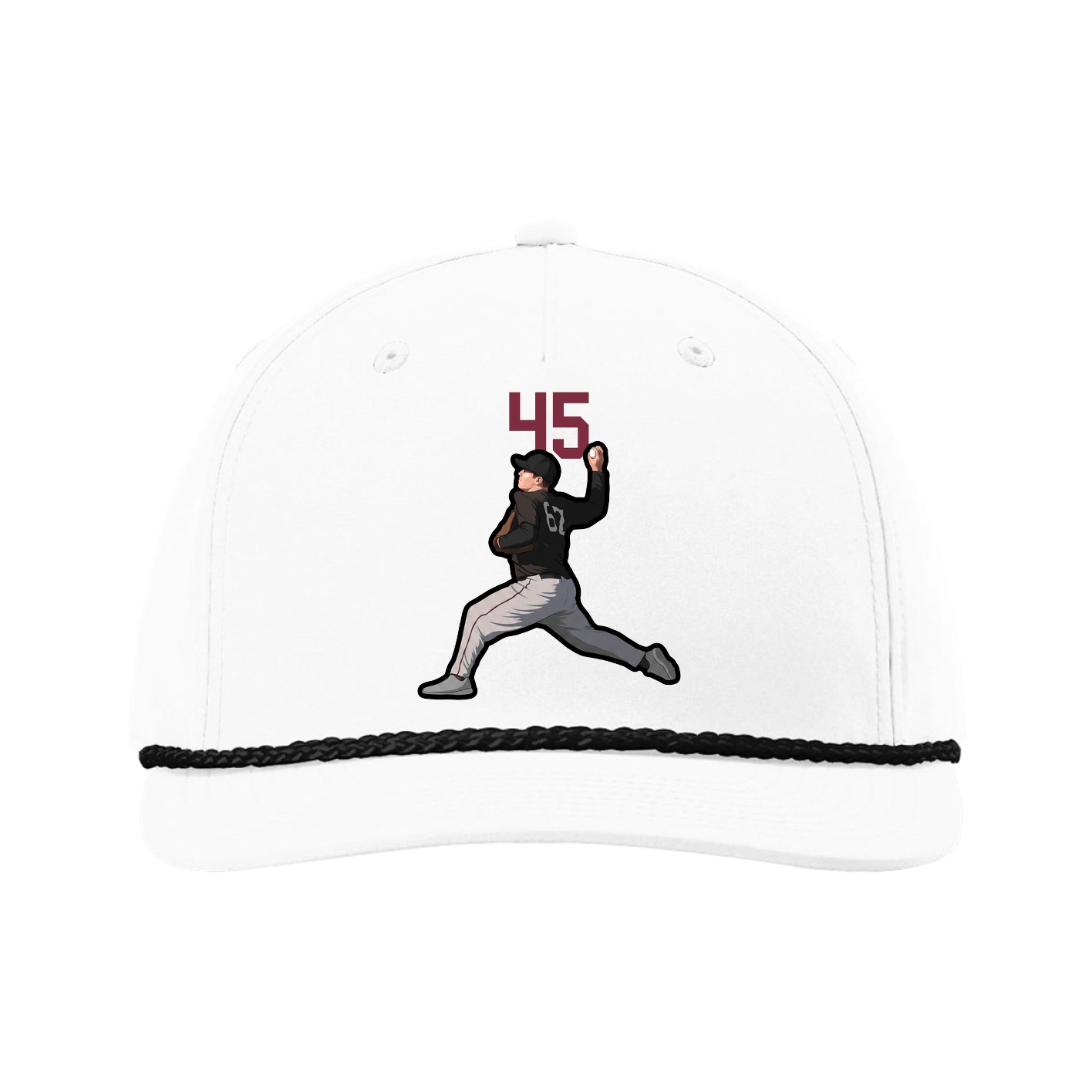 Five-Panel Classic Rope Cap — Number Top in White