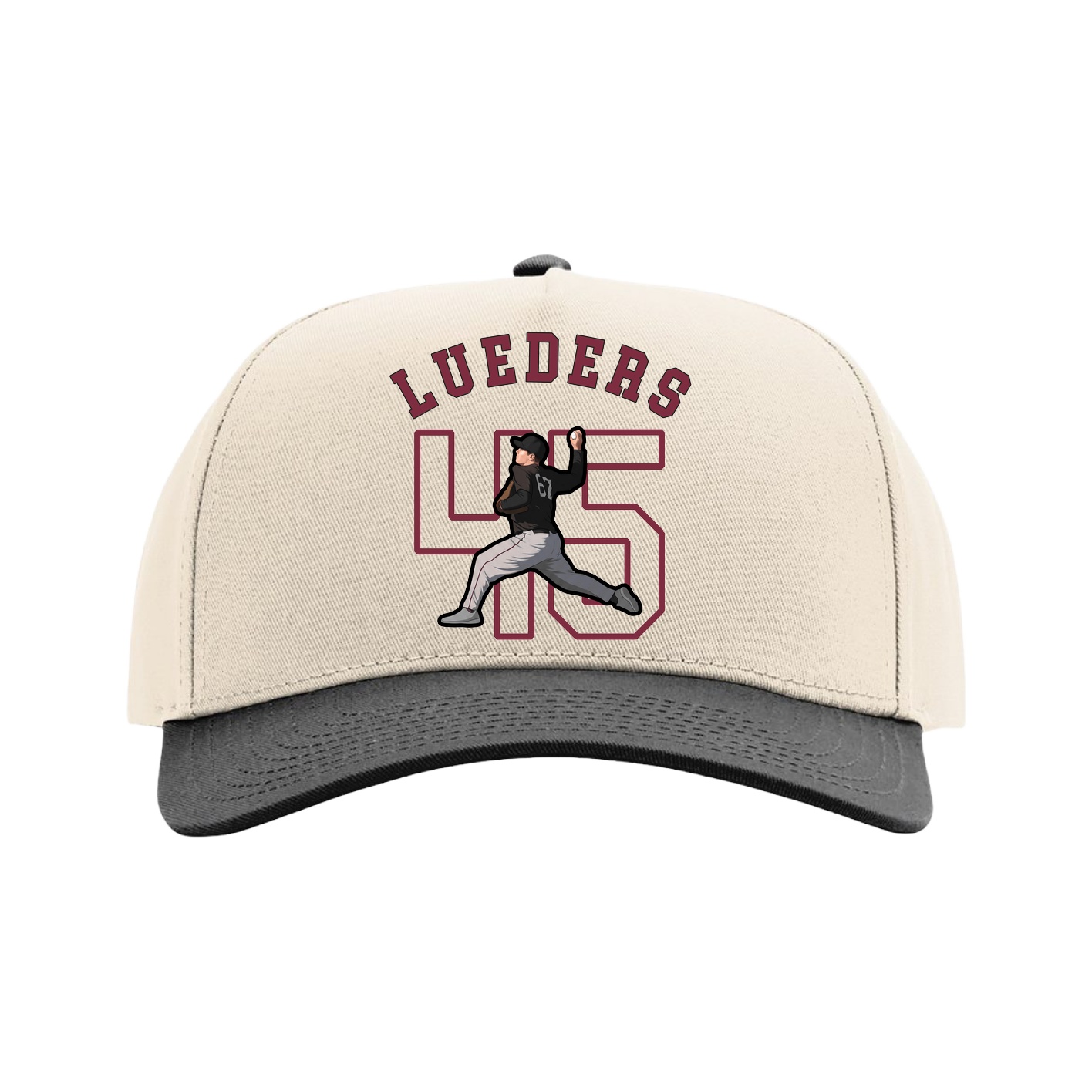 Full Fabric Five-Panel Champ Cap — Shirsey Arch in Cream/Black