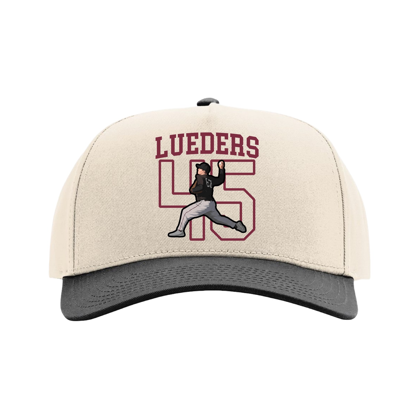 Full Fabric Five-Panel Champ Cap — Shirsey in Cream/Black