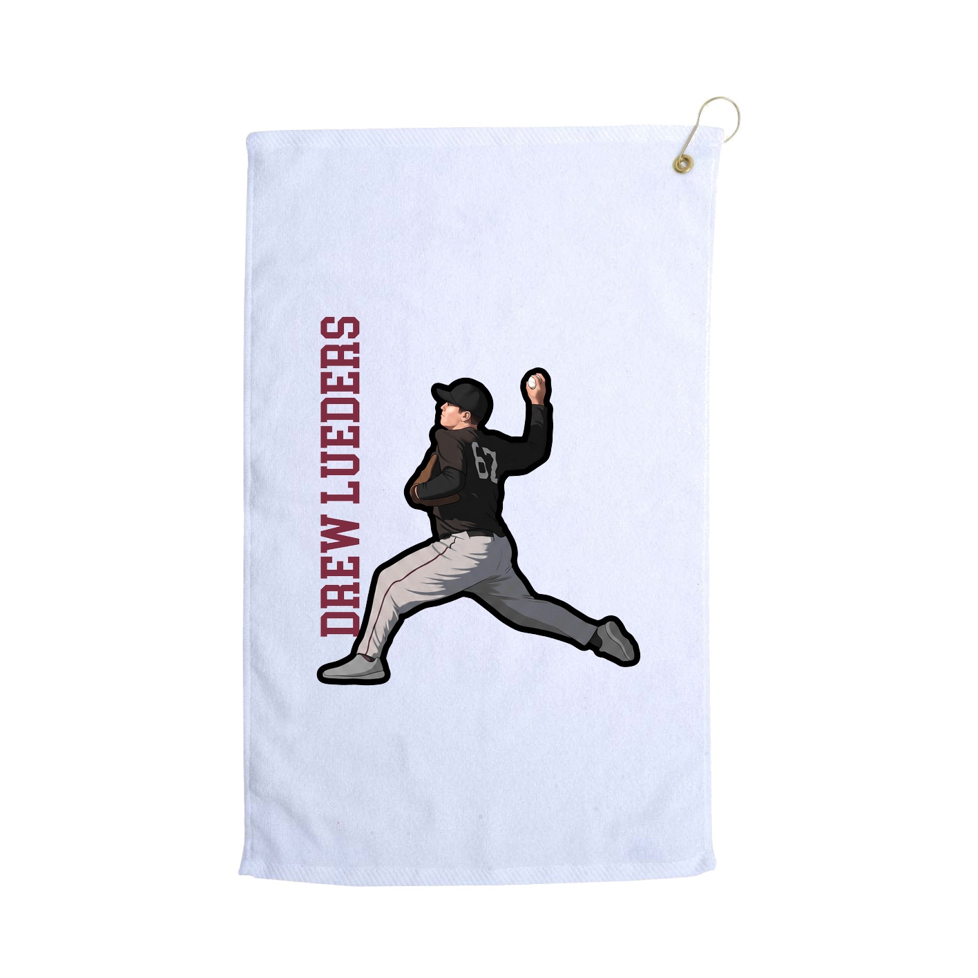 Golf Towel — Name Vertical in White