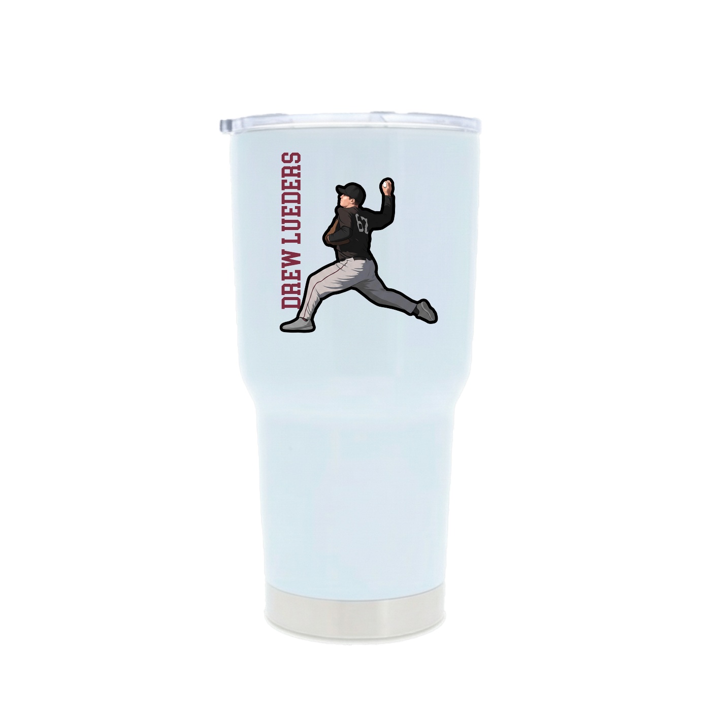 30oz Stainless Steel Tumbler — Name Vertical in White