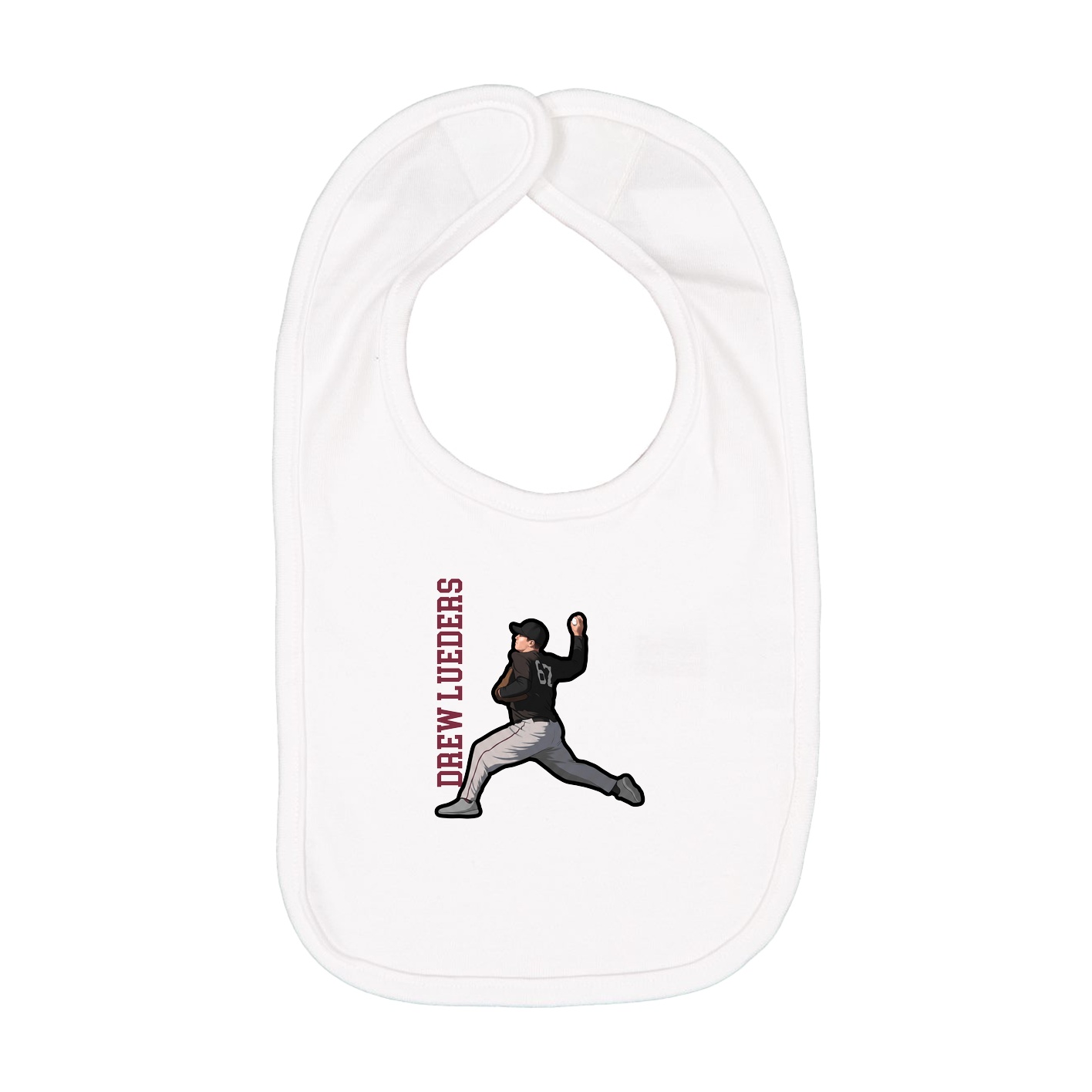 Infant Bib — Name Vertical in White