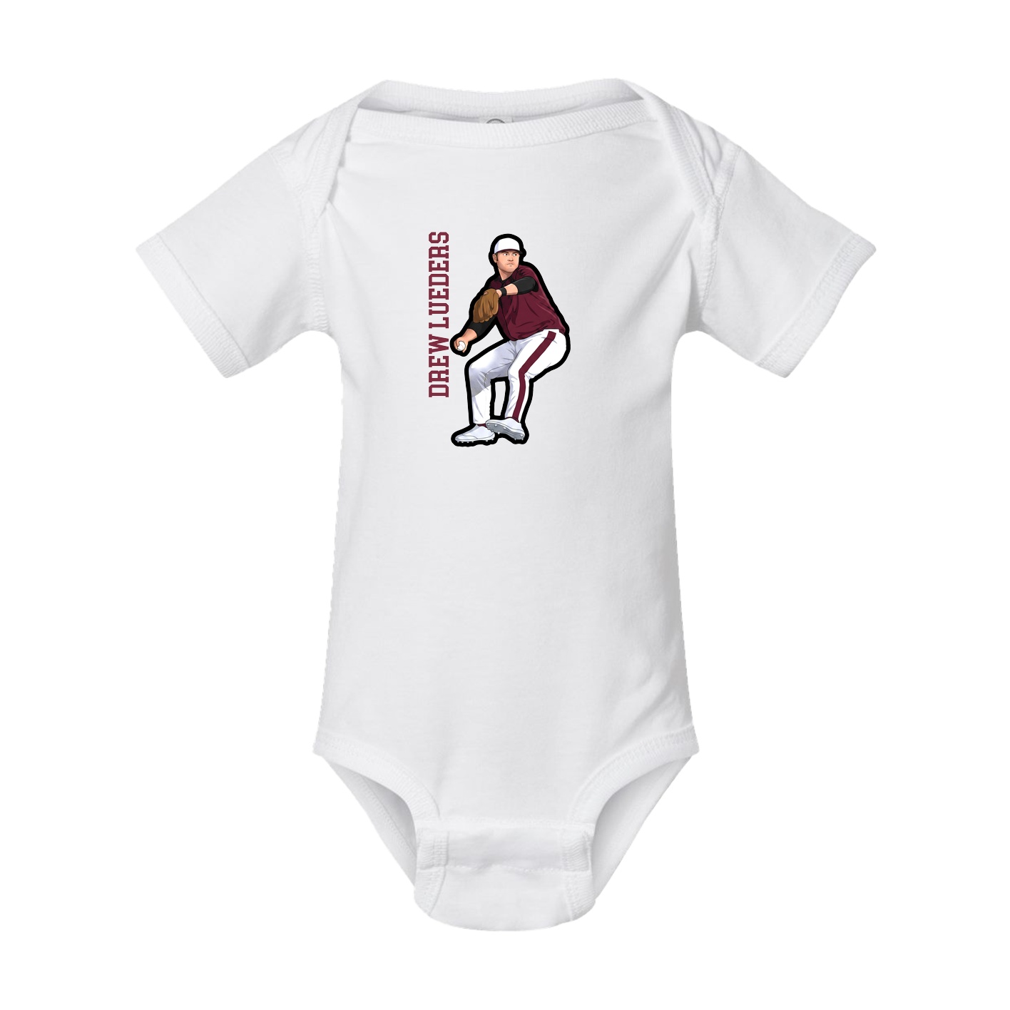 Baby Onesie — Name Vertical in White