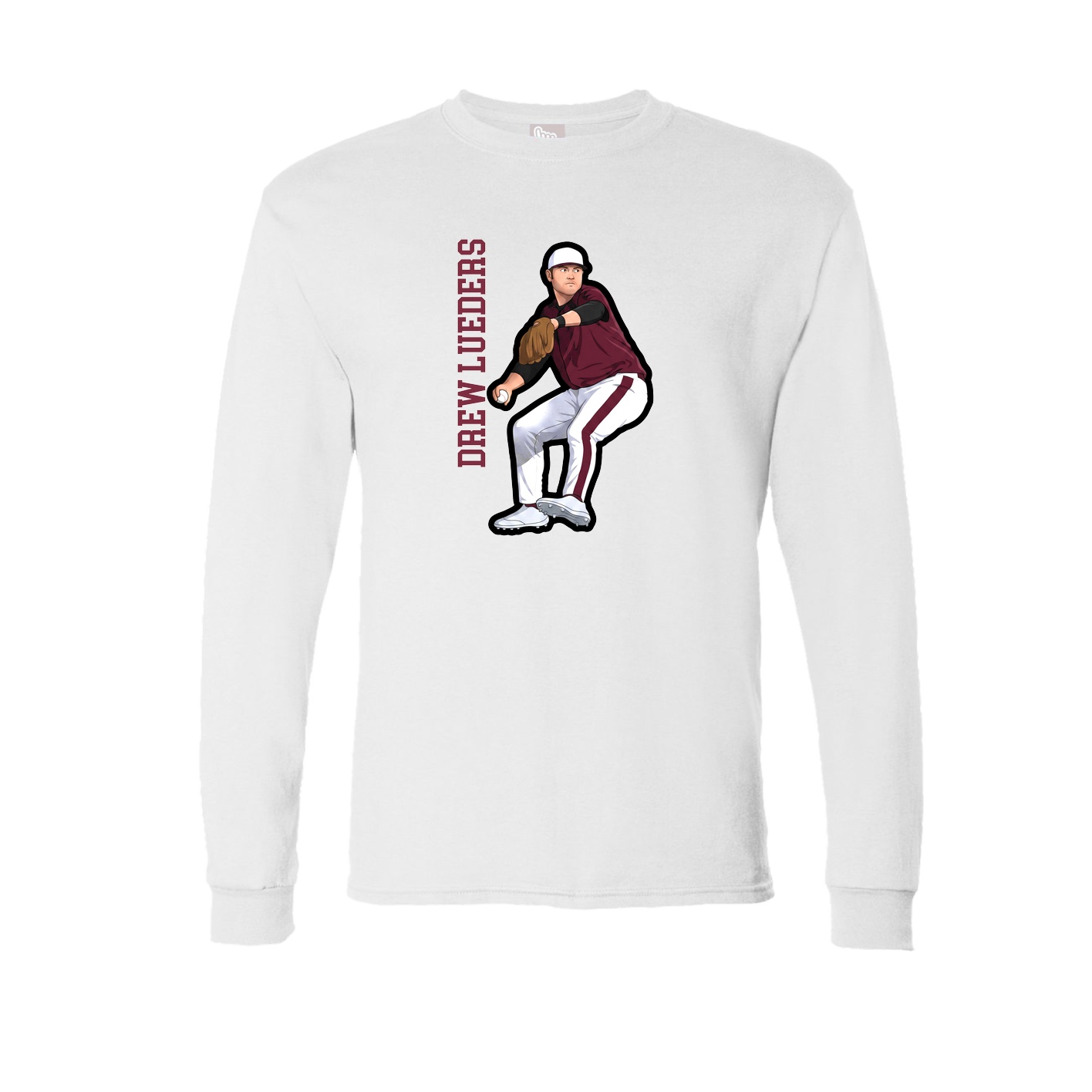 Long Sleeve Tee — Name Vertical in White