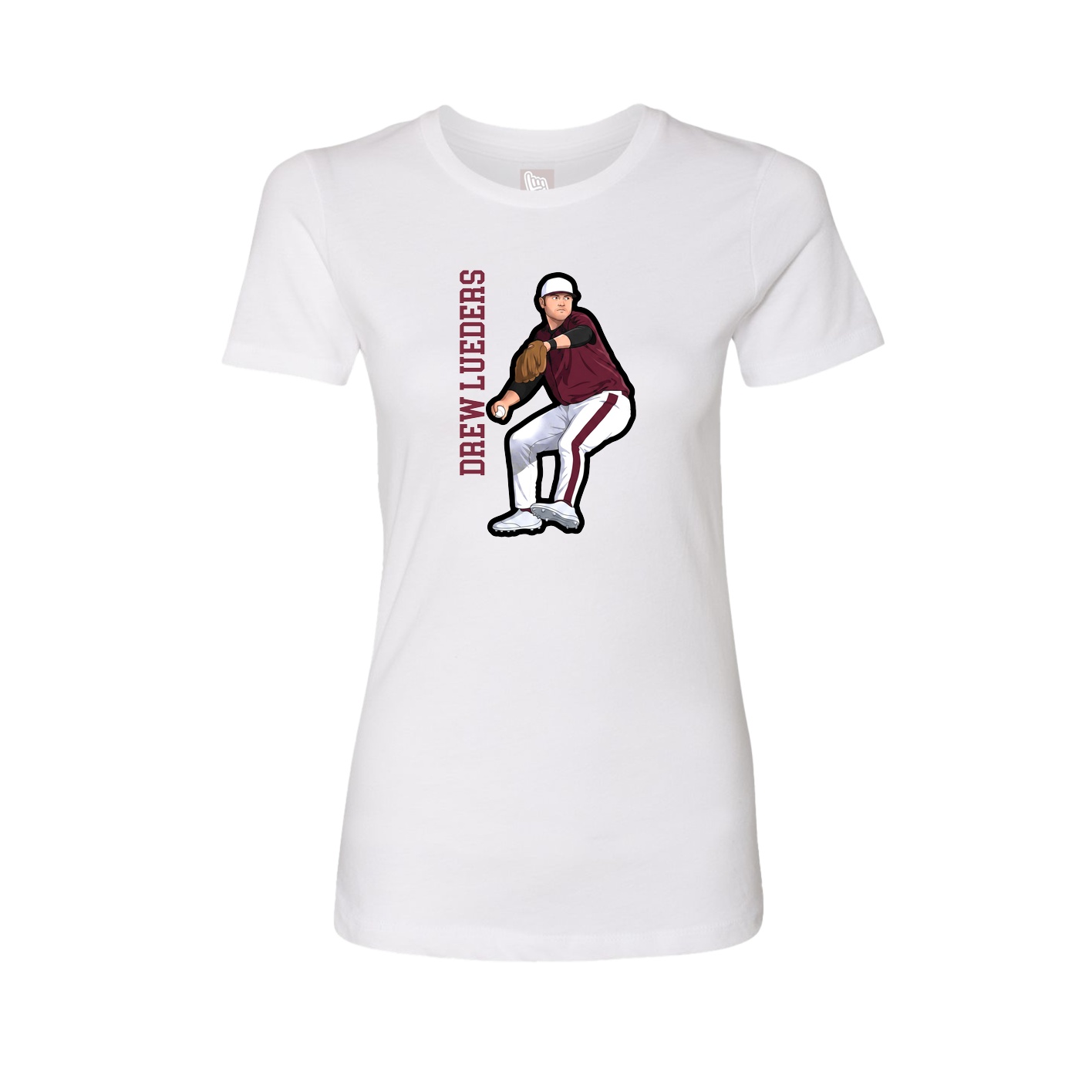 Womens Tee — Name Vertical in White