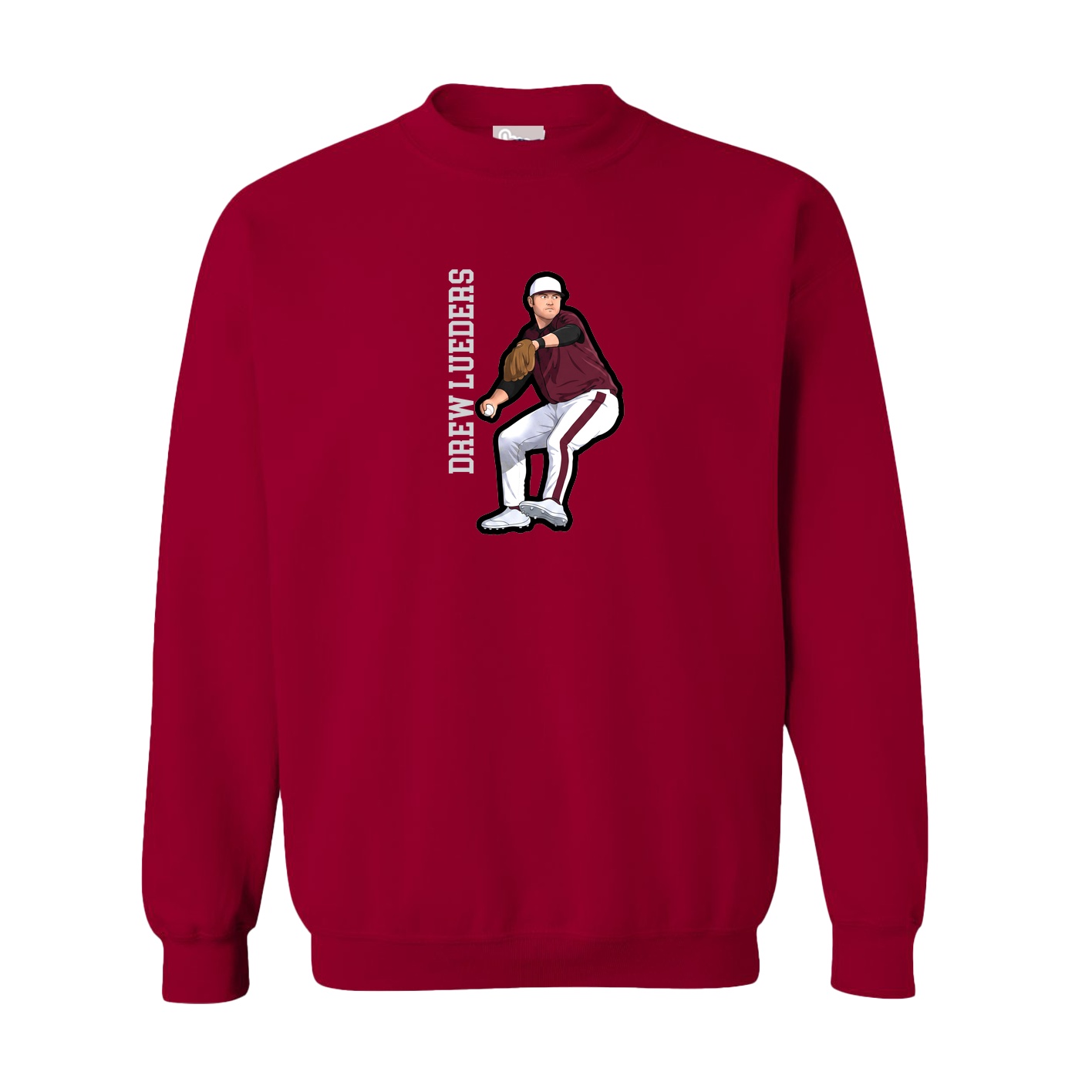 Fleece Crew — Name Vertical in Cardinal
