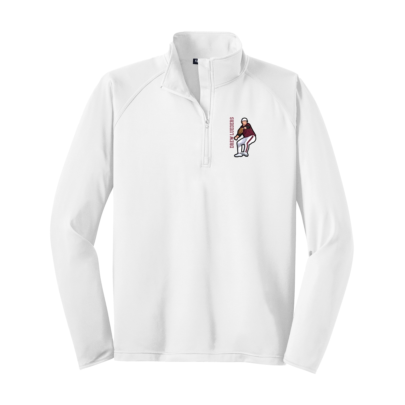 Q-Zip Pullover — Name Vertical in White
