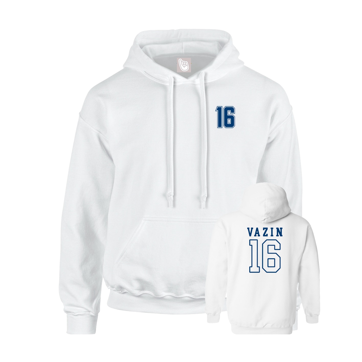 Youth Hoodie — Chest Back in White