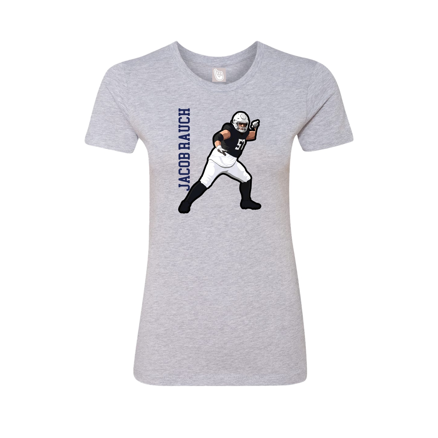 Fitted Women's Tee — Name Vertical in Grey