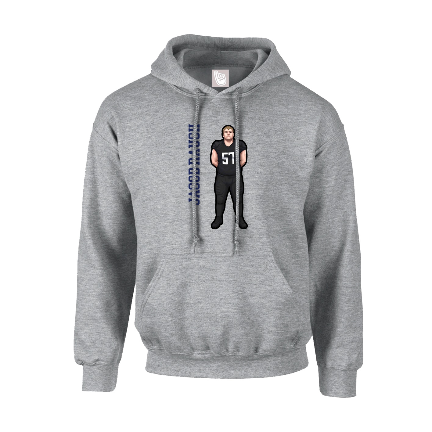 Youth Hoodie — Name Vertical in Grey