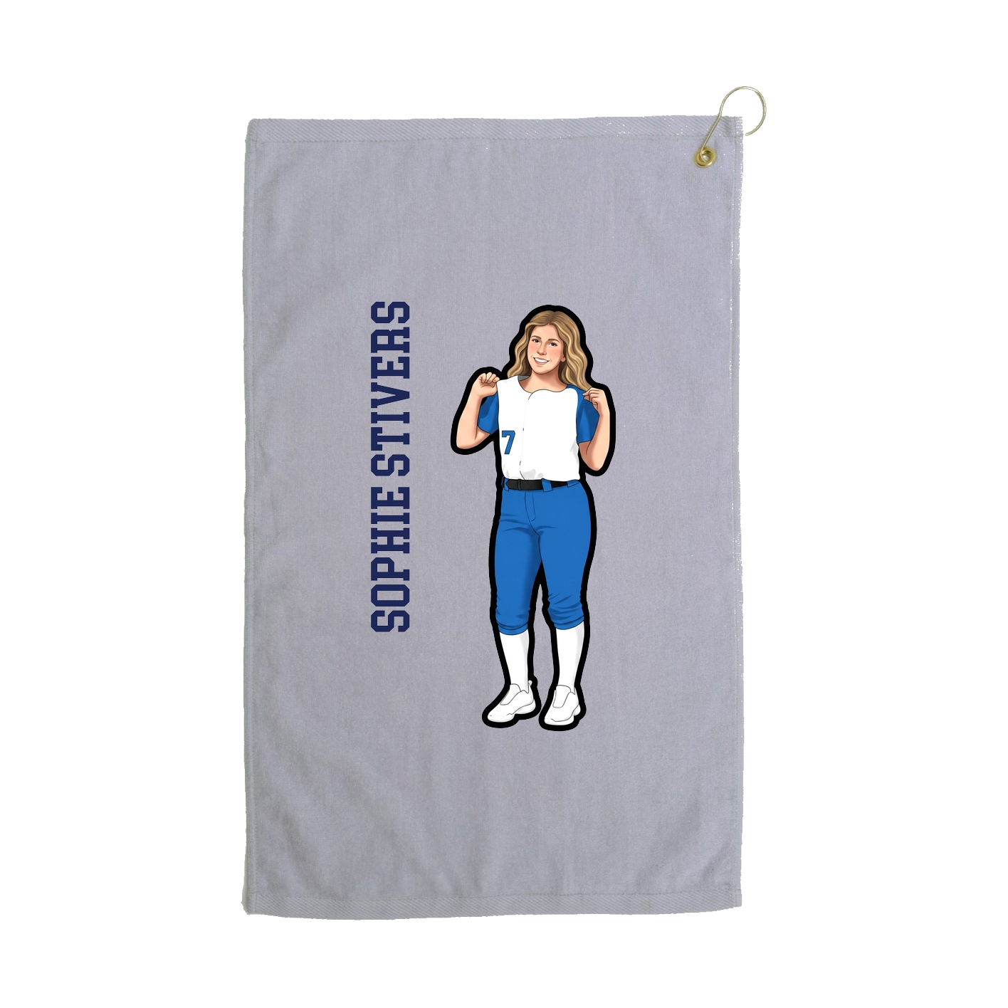 Golf Towel — Name Vertical in Grey