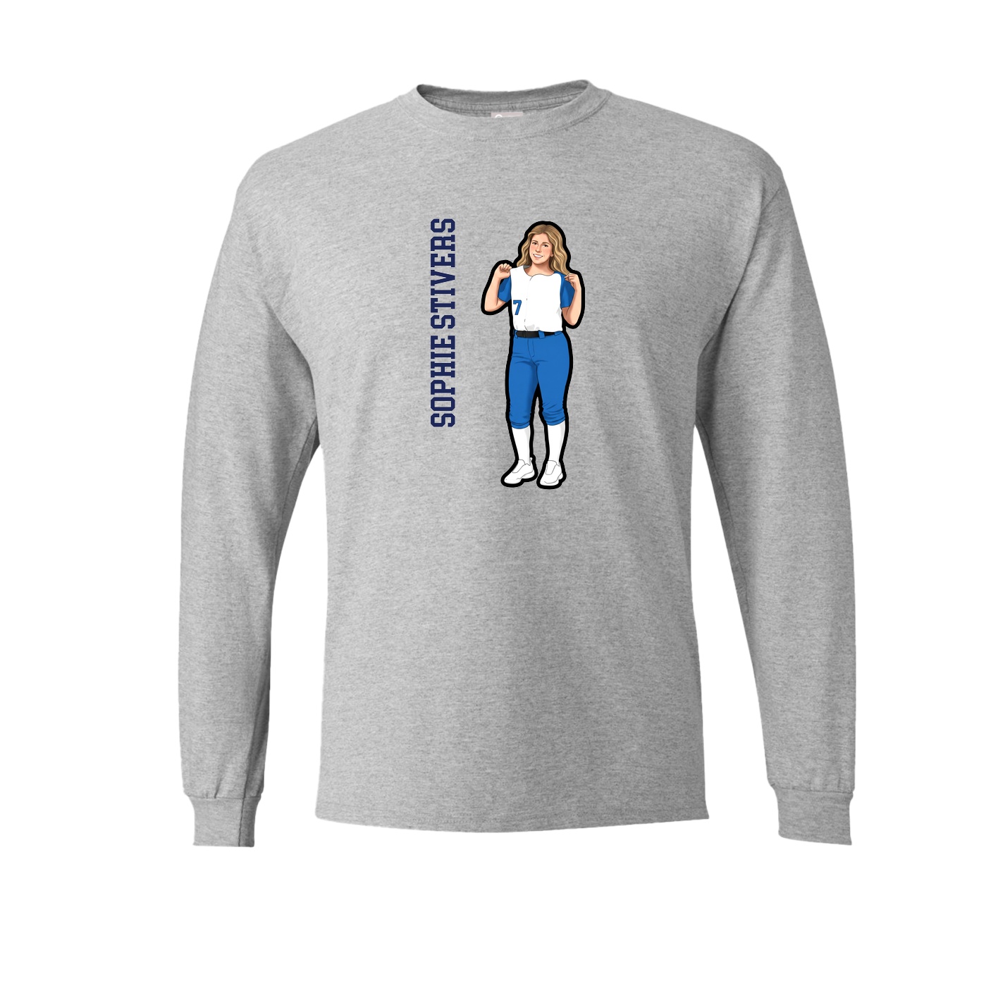 Long Sleeve Tee — Name Vertical in Grey