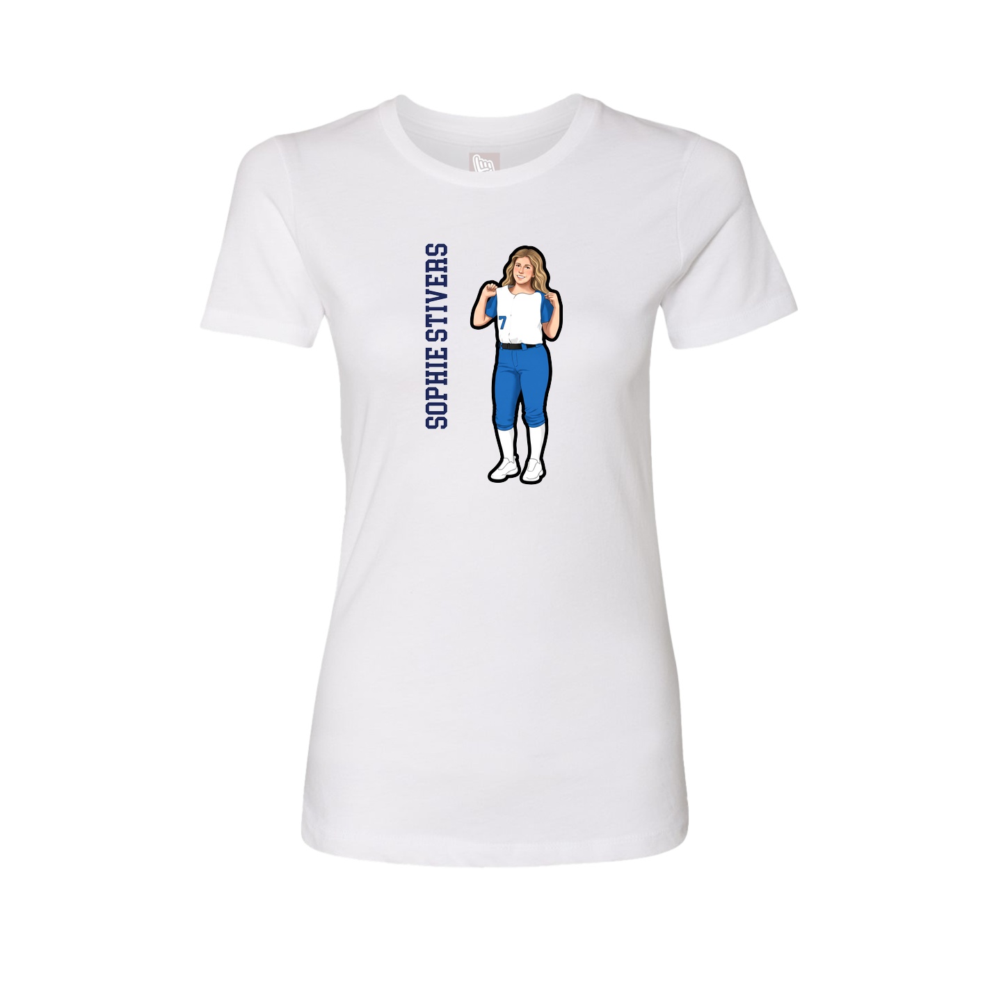 Fitted Women's Tee — Name Vertical in White