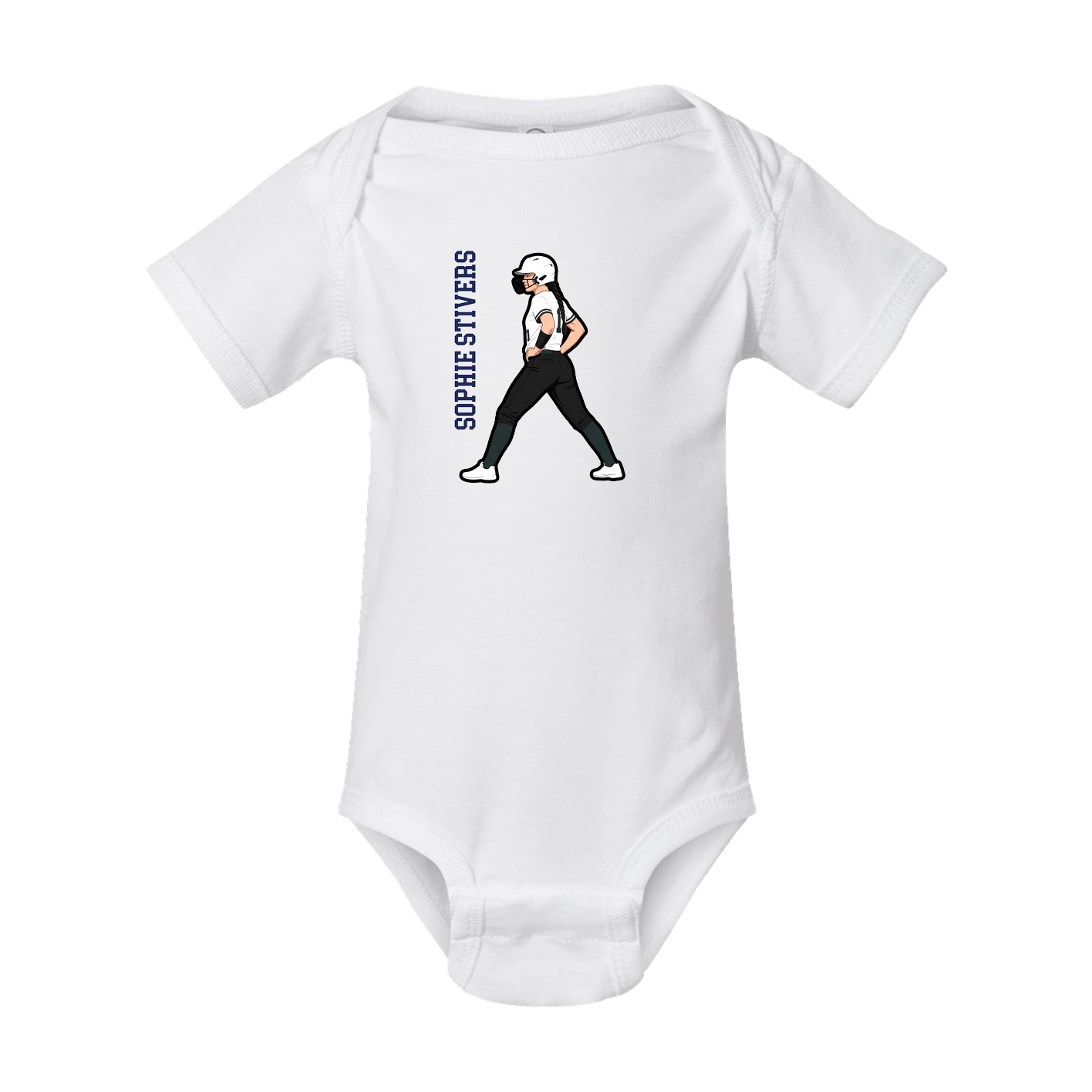 Baby Onesie — Name Vertical in White