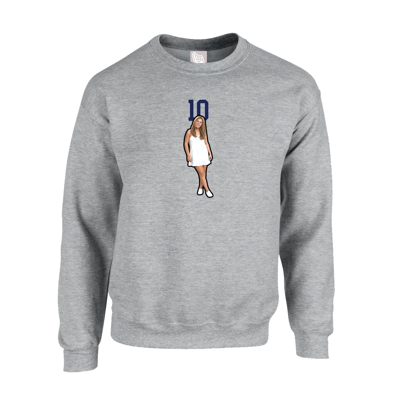 Fleece Crew — Number Top in Grey