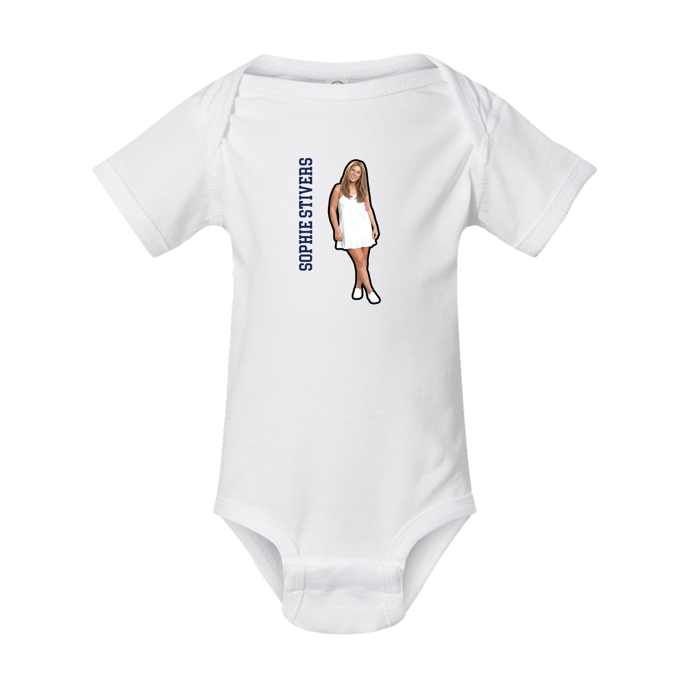 Baby Onesie — Name Vertical in White