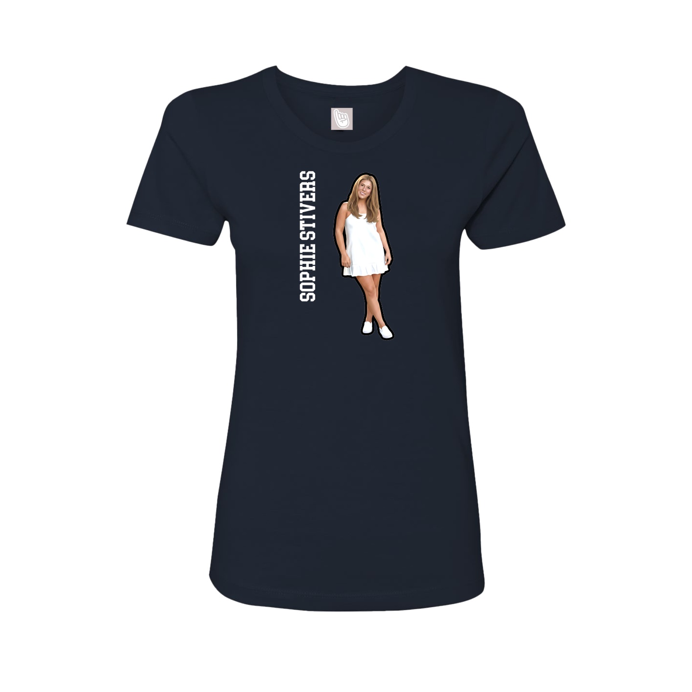Fitted Women's Tee — Name Vertical in Navy