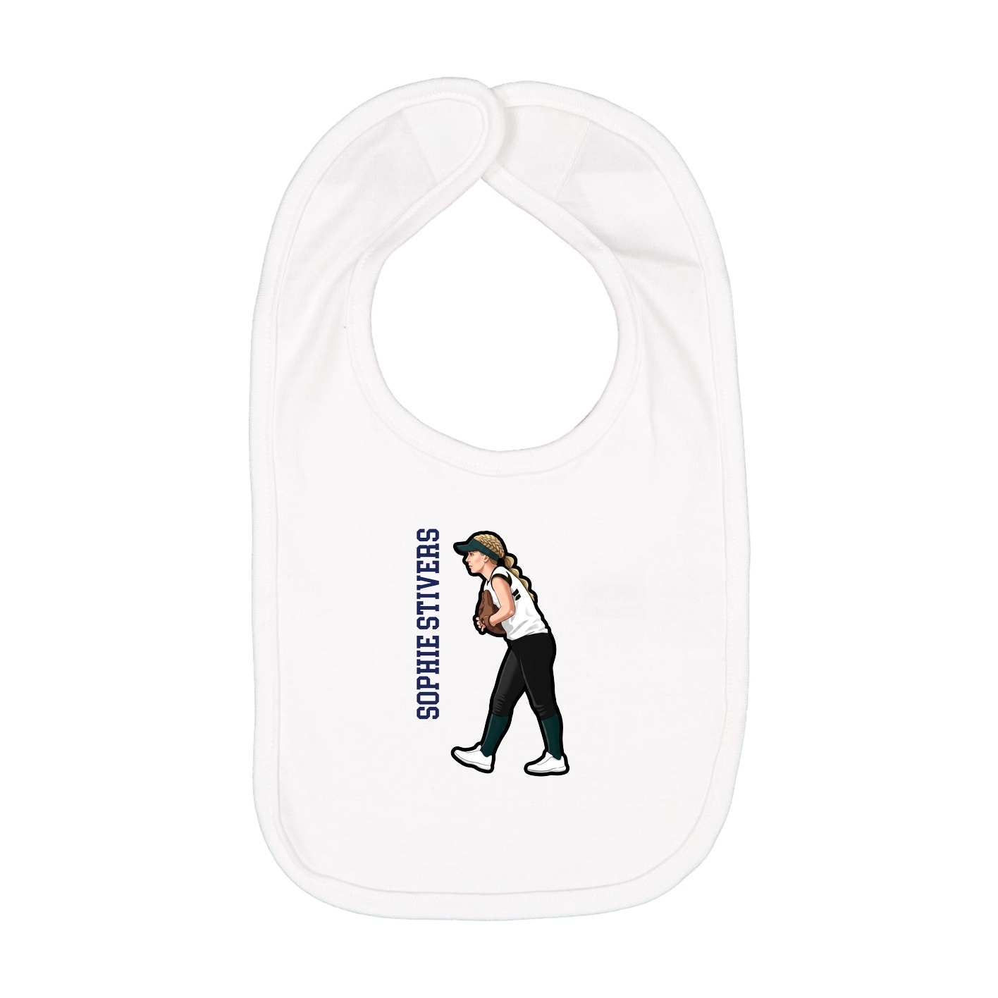 Infant Bib — Name Vertical in White