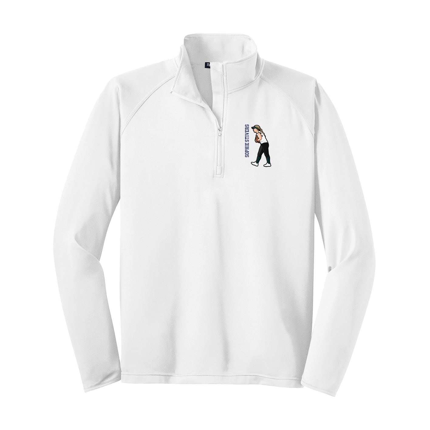 Q-Zip Pullover — Name Vertical in White