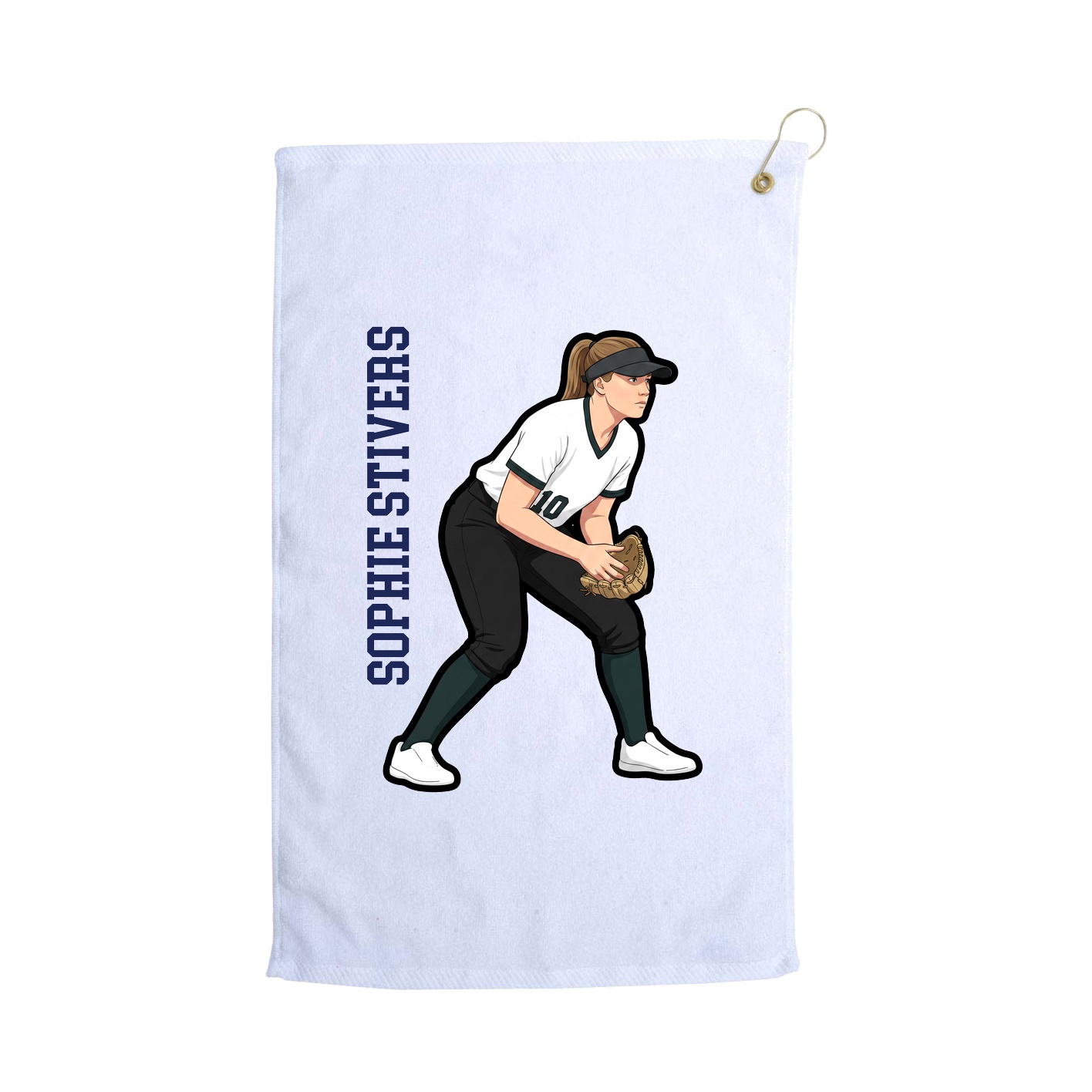 Golf Towel — Name Vertical in White