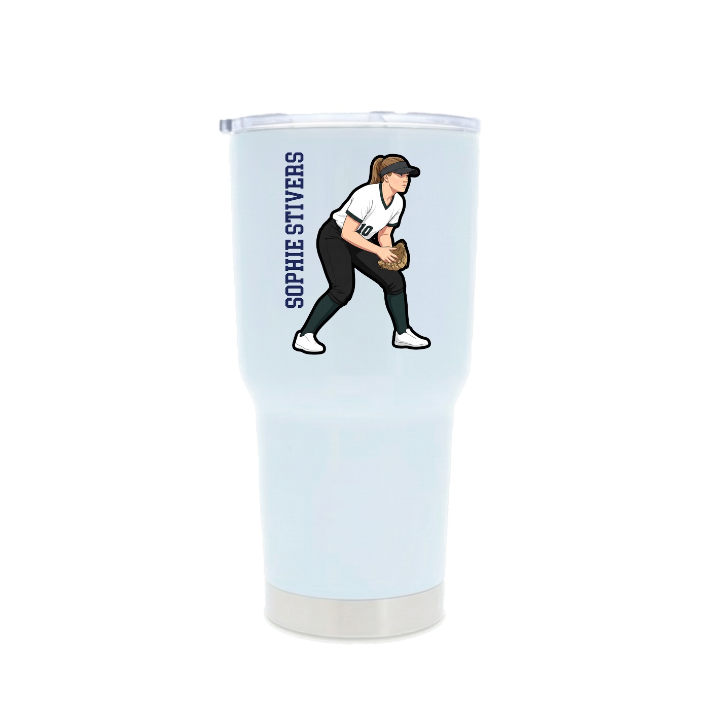 30oz Stainless Steel Tumbler — Name Vertical in White