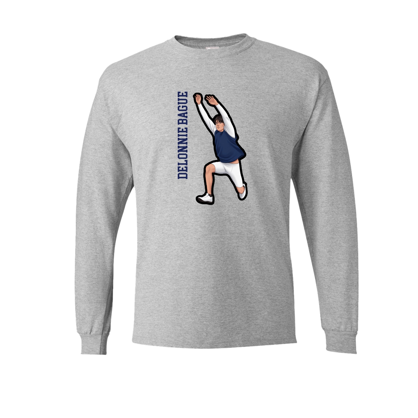 Long Sleeve Tee — Name Vertical in Grey