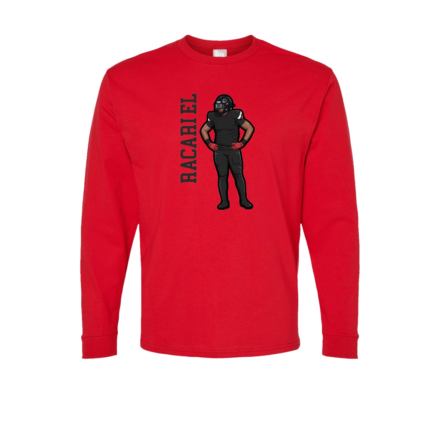 Long Sleeve Tee — Name Vertical in Red