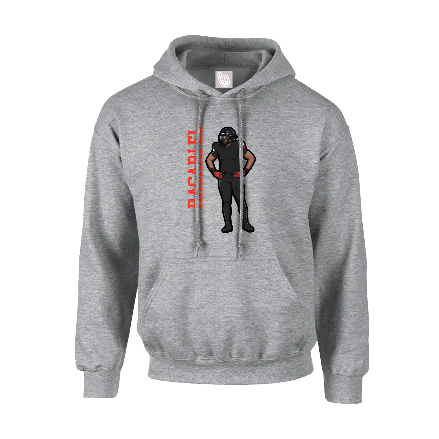 Youth Hoodie — Name Vertical in Grey